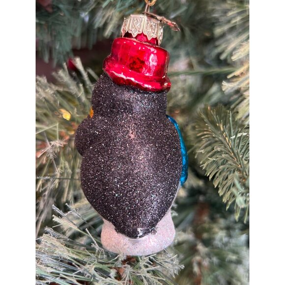 Vintage Thomas Pacconi Hand Blown Glass Penguin Ornament - Glittered Design With - Picture 3 of 6